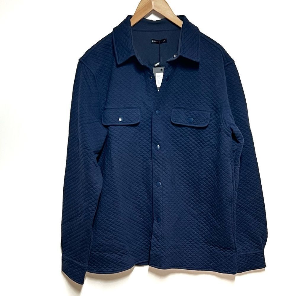 NWT Postmarc New York Navy quilted Shirt Jacket Shacket Mens Sz L